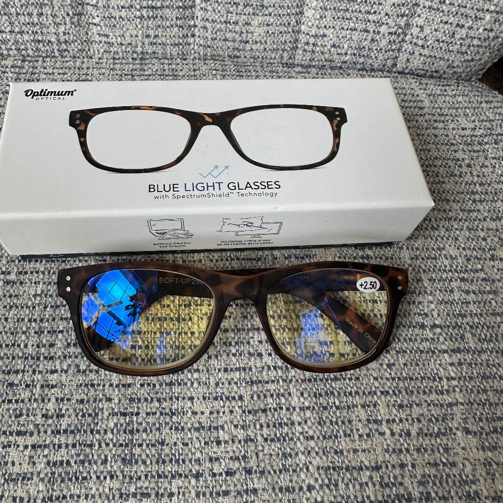 NIB Optimum Blue Light Glasses +2.50